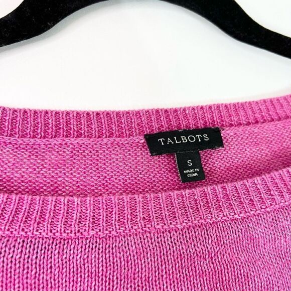 Talbots Sweater Womens Small Linen Open Knit 3/4 Sleeve Pink Lightweight - Picture 5 of 8